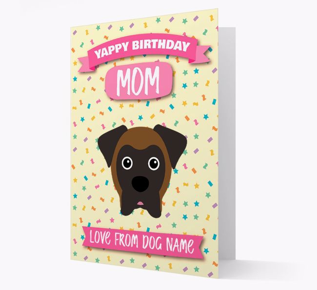 Personalized Card 'Yappy Birthday Mom' with {breedCommonName} Icon